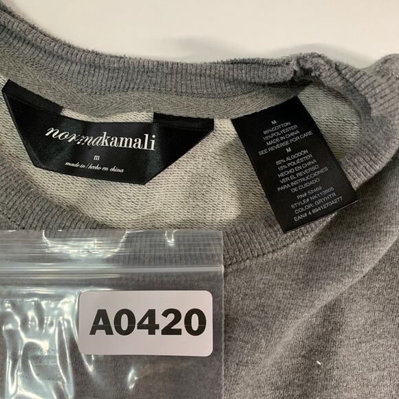 Norma Kamali M Long Sleeve Heather Gray Sweatshirt Dress Drawstring - Picture 3 of 8